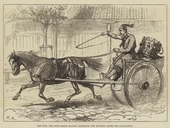 De Oorlog, de Stadsomroeper verlaat Alexinatz de Ochtend na de Evacuatie